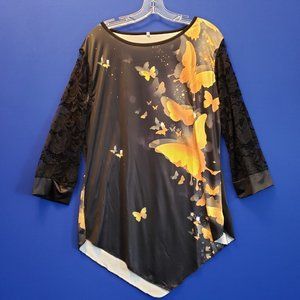Black with Yellow Butterflies Blouse